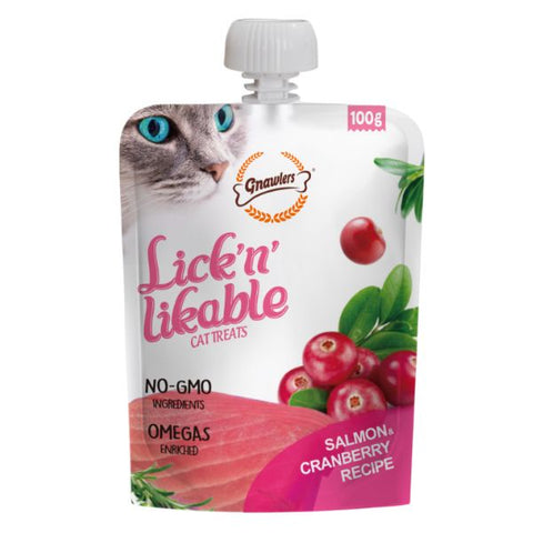 lick'n likable מחית לחתולים בטעם סלמון וחמוציות