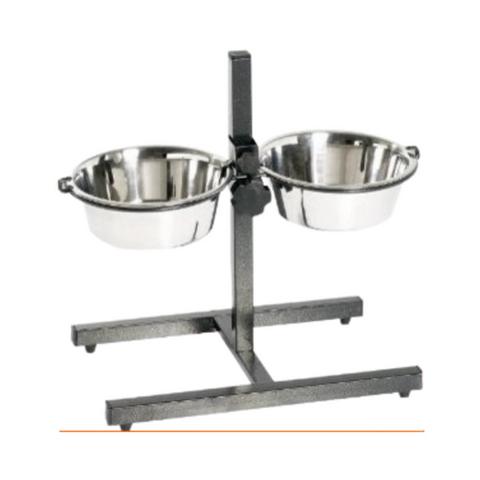 מעמד ברזל מתכוונן + 2 קערות נירוסטה